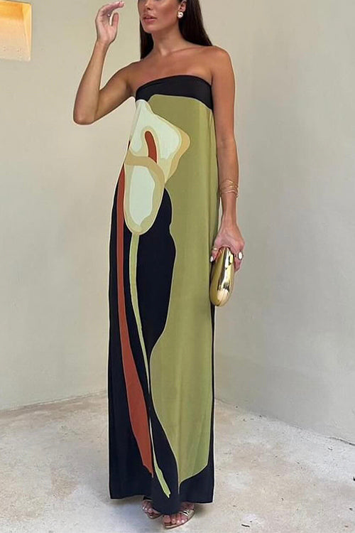 Hasley | Strapless Boho Maxi Dress