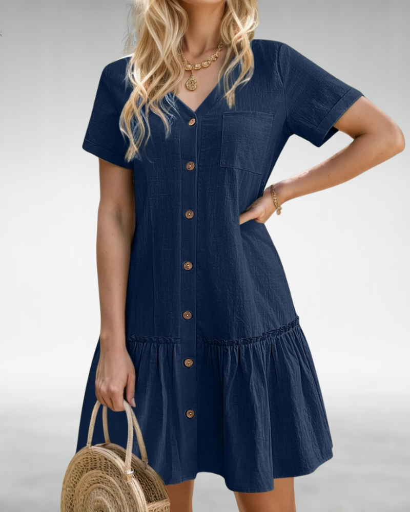 Luella™ | Buttoned Summer Ruffle Dress