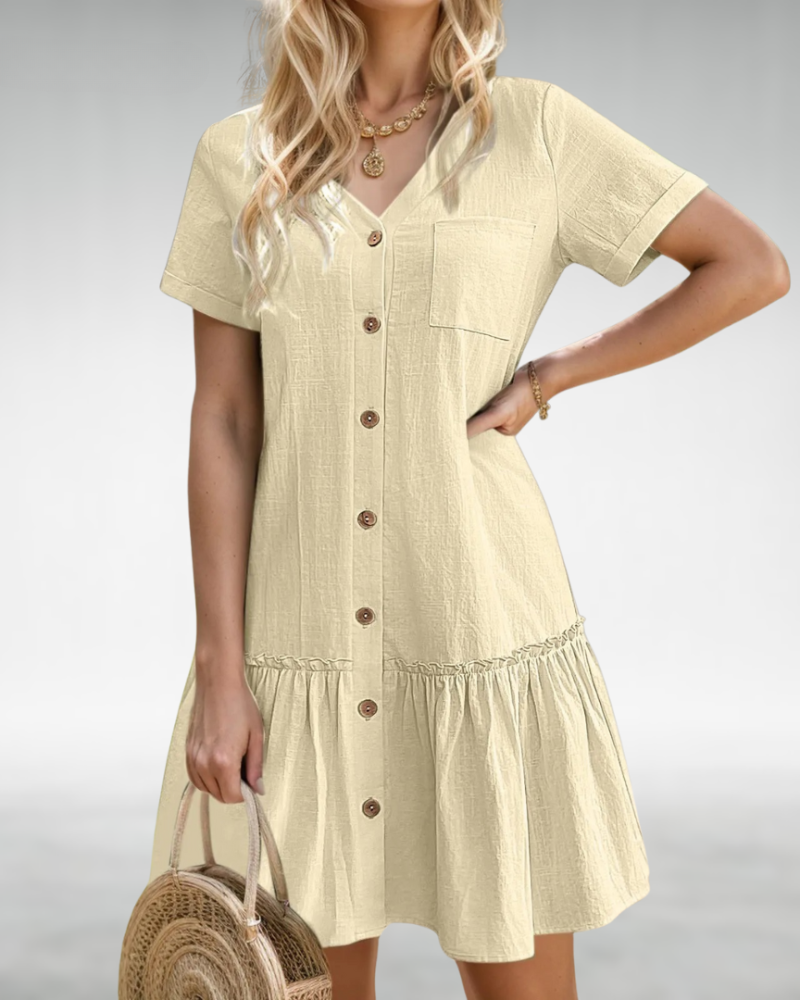 Luella™ | Buttoned Summer Ruffle Dress