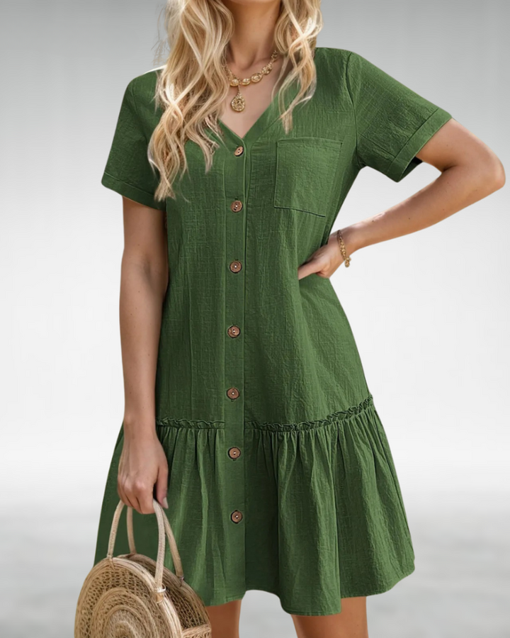 Luella™ | Buttoned Summer Ruffle Dress