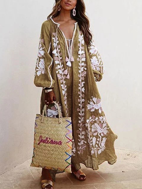 Sienna™ | Boho Embroidered Maxi Kaftan