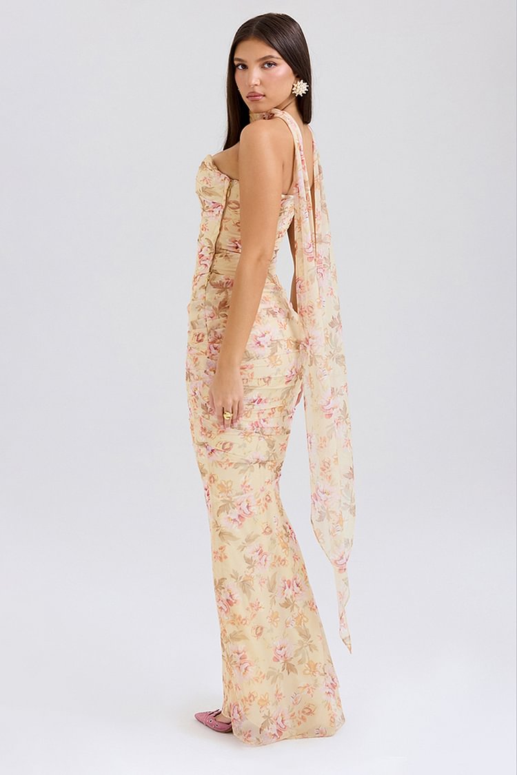 Aurora™ | Romantic Floral Draped Maxi Dress