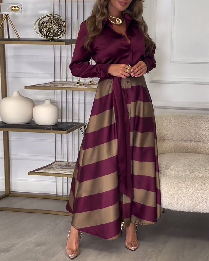 Rochie™ | Elegant Striped Maxi Dress