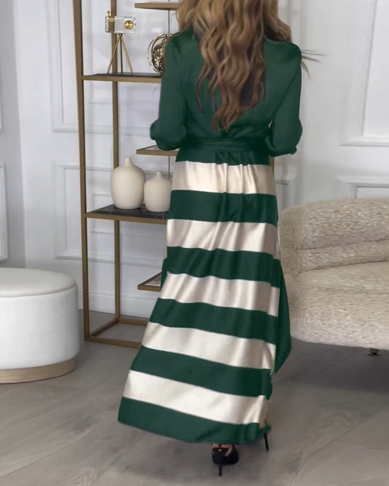 Rochie™ | Elegant Striped Maxi Dress