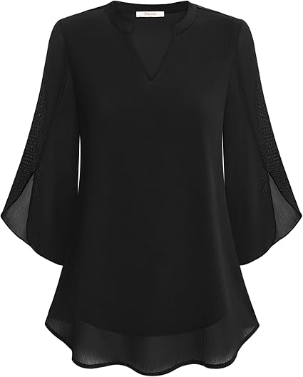 Grace™ | Elegant Chiffon Bell-Sleeve Blouse