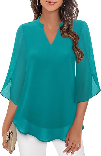 Grace™ | Elegant Chiffon Bell-Sleeve Blouse