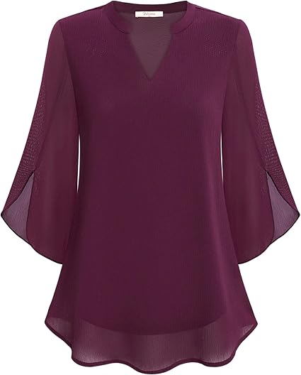 Grace™ | Elegant Chiffon Bell-Sleeve Blouse