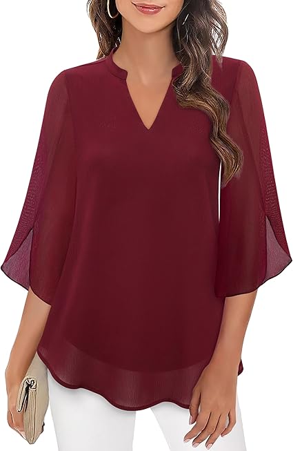 Grace™ | Elegant Chiffon Bell-Sleeve Blouse