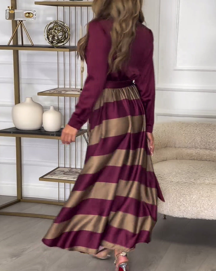 Rochie™ | Elegant Striped Maxi Dress