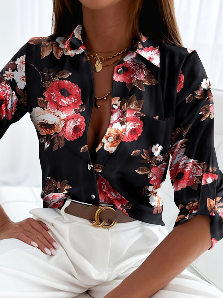 Cessie™ | Long Sleeve V-Neck Blouse