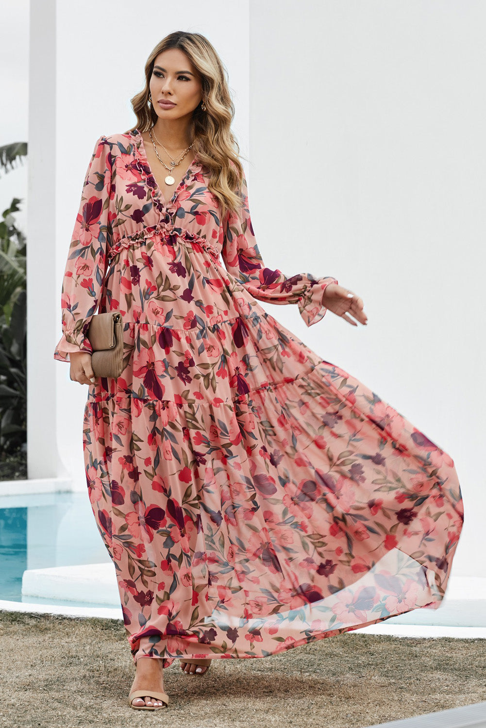 Liora | Ruffle-Tiered Floral Maxi Dress