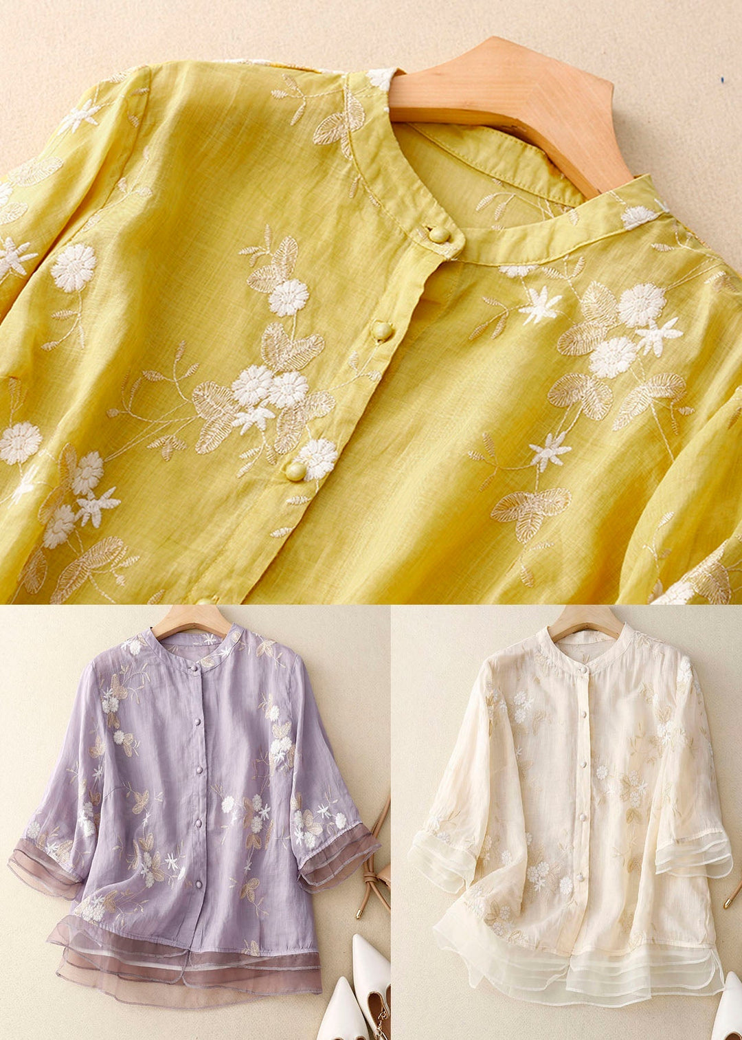 Elara™ - Vintage Cotton Embroidered Blouse