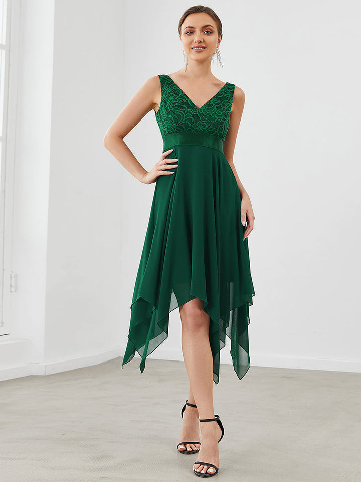 Isla | Irregular Lace Chiffon Dress