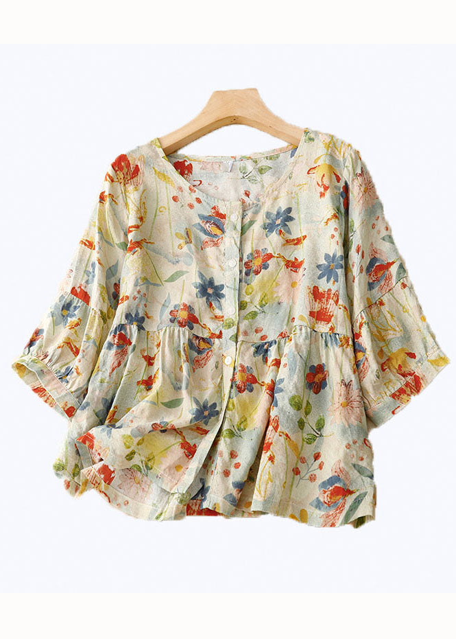 Yindi™ | Floral Cotton-Linen Blouse