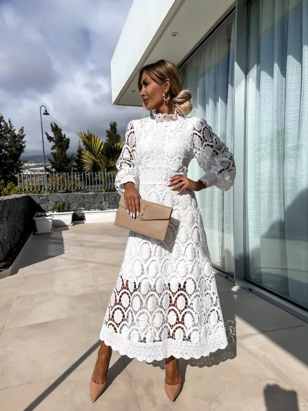 Amélie™ | Stylish French Lace Midi Dress