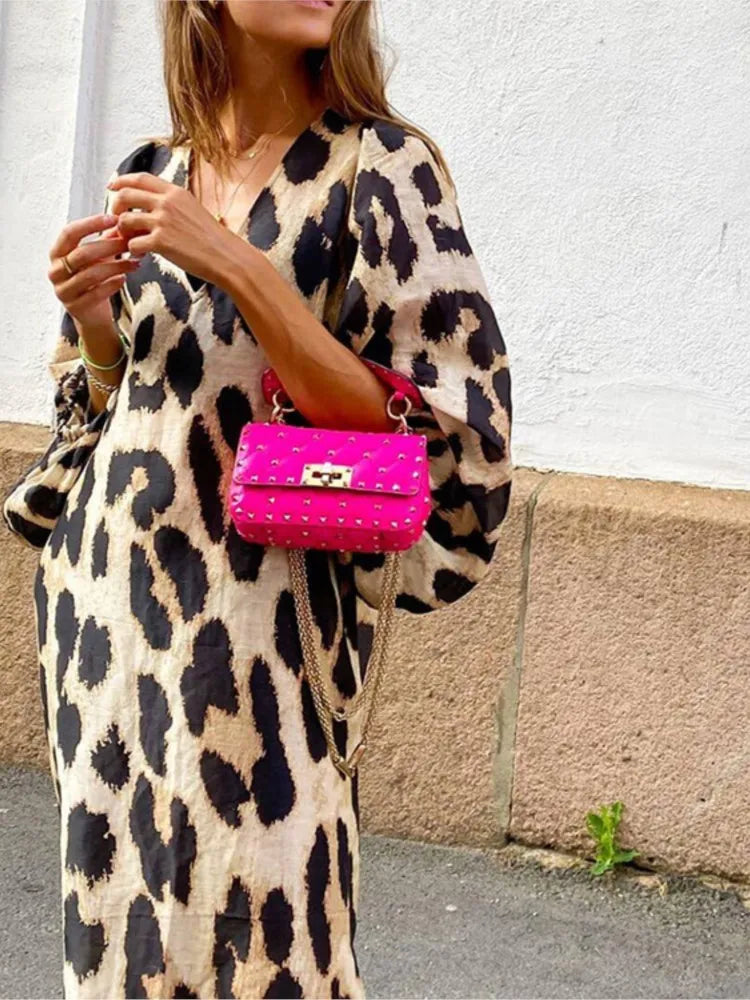 Rose™ | Luxe Leopard Print Midi Dress