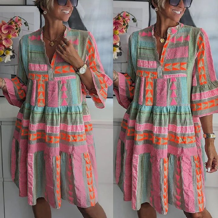 Isolde™ | Vibrant Boho Midi Dress