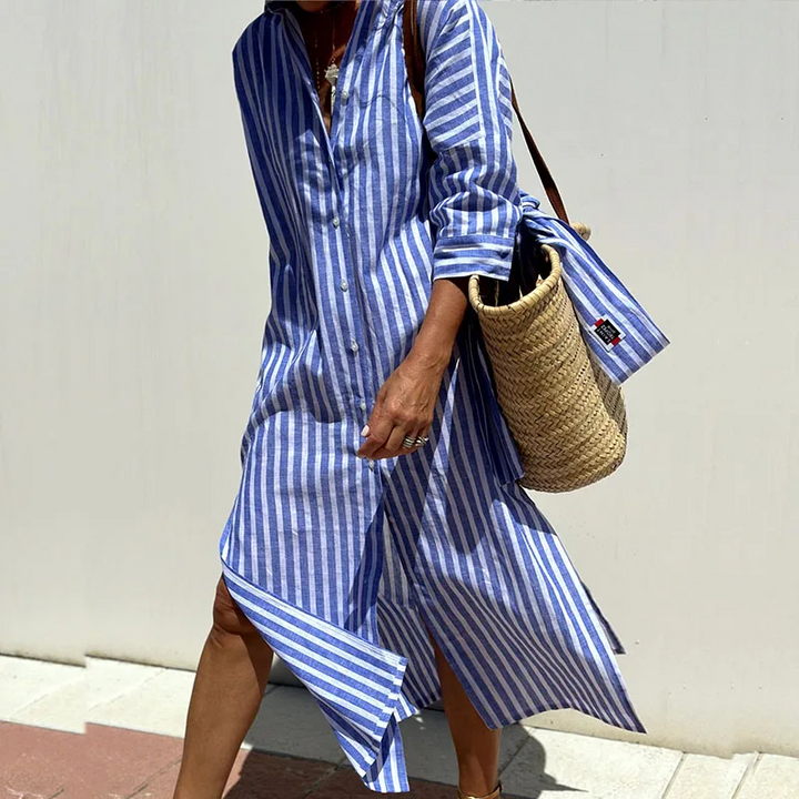 Blythe™ | Striped Button-Up Shirt Dress