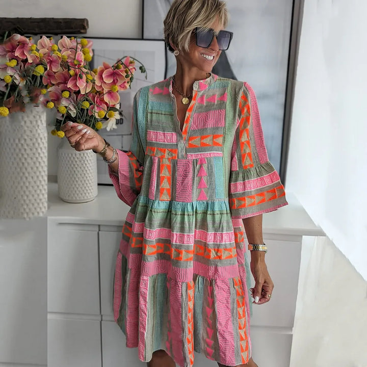 Isolde™ | Vibrant Boho Midi Dress