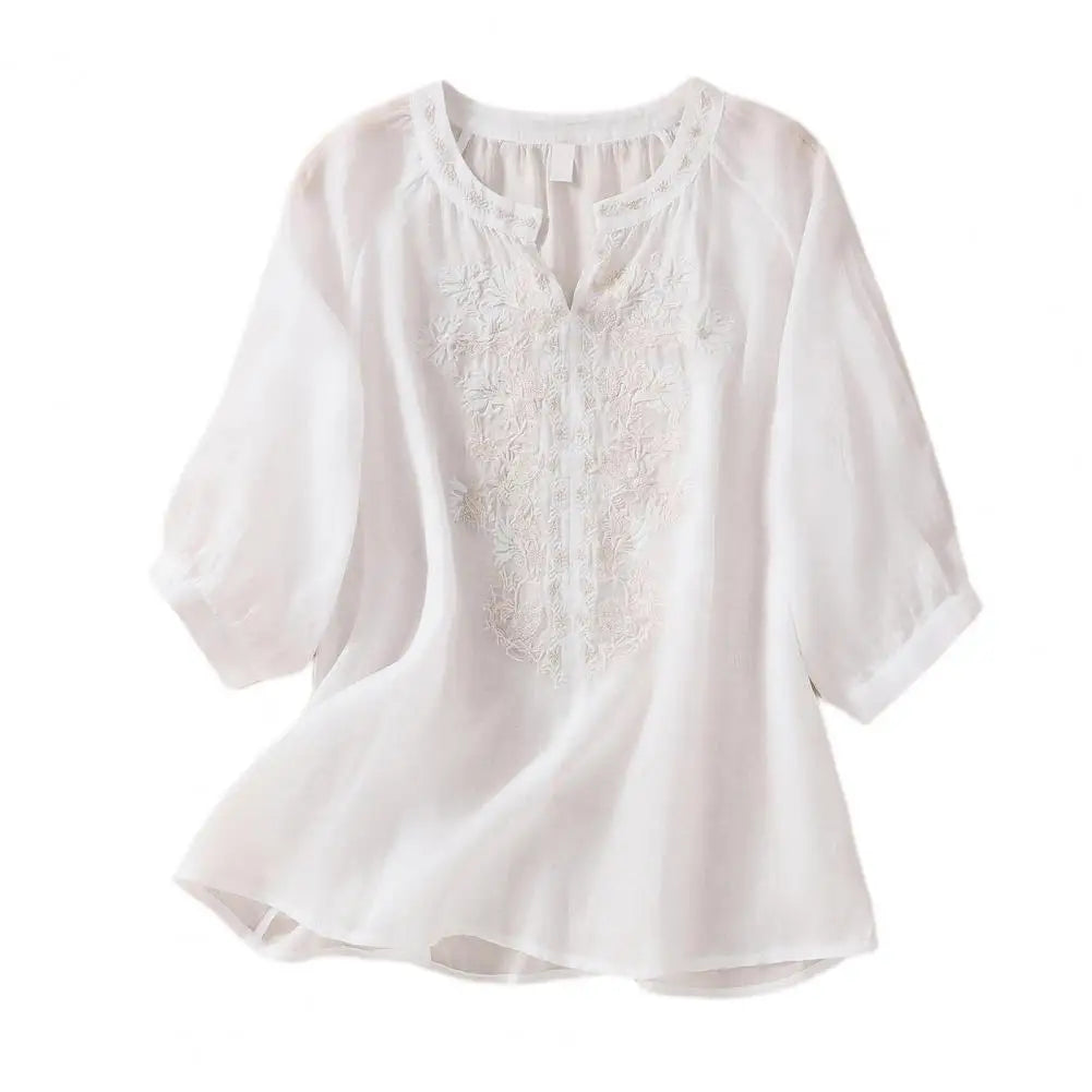 Rosalie™ | Embroidered Cotton Floral Blouse