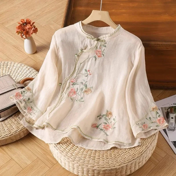 Jade™ | Elegant Floral Embroidered Blouse