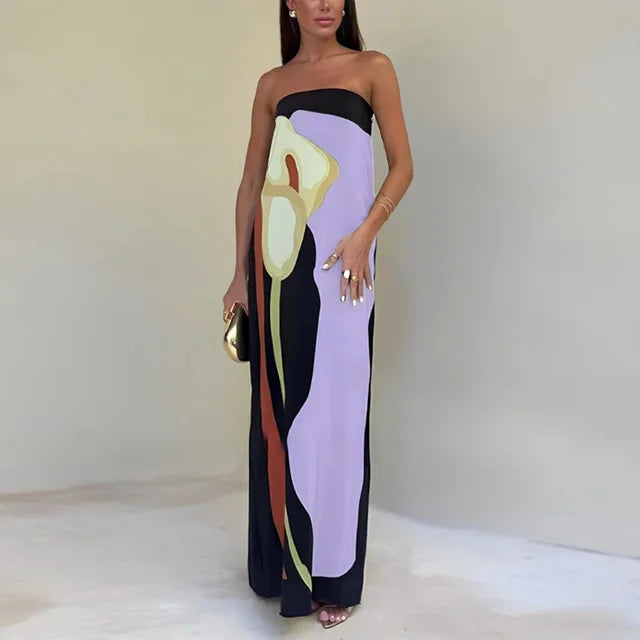 Hasley | Strapless Boho Maxi Dress