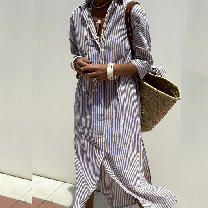 Blythe™ | Striped Button-Up Shirt Dress