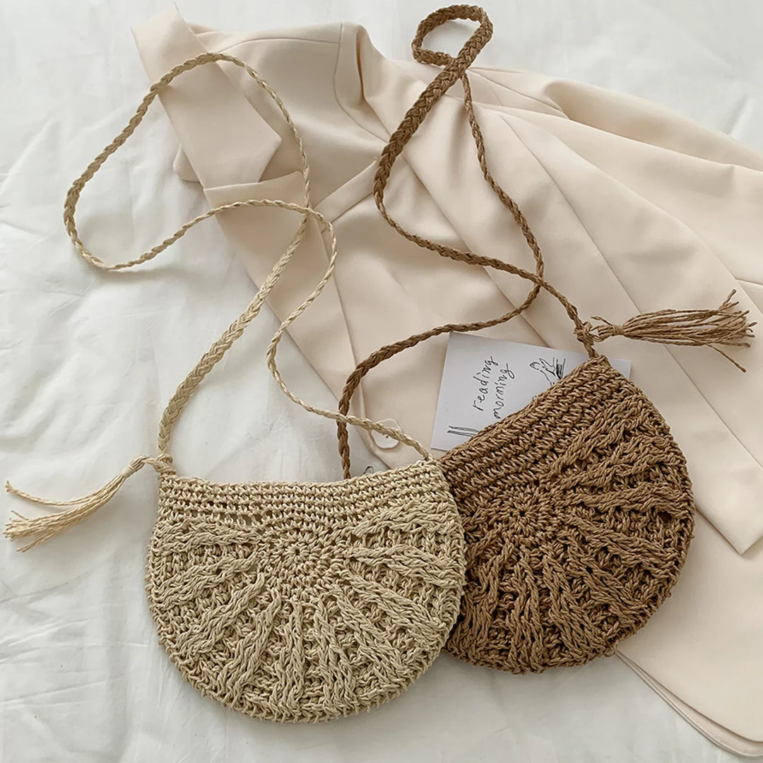 Kesia™ | Boho Half-Moon Woven Bag