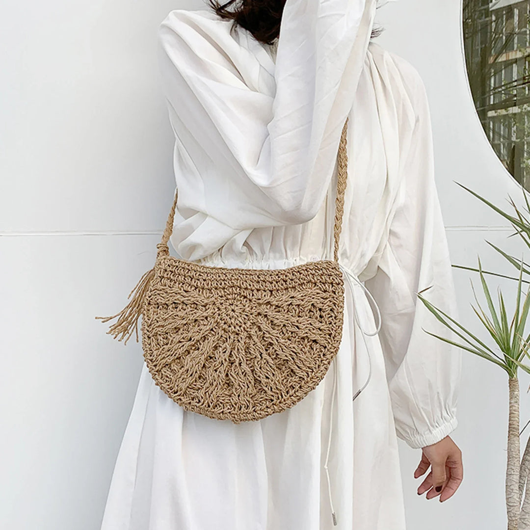 Kesia™ | Boho Half-Moon Woven Bag