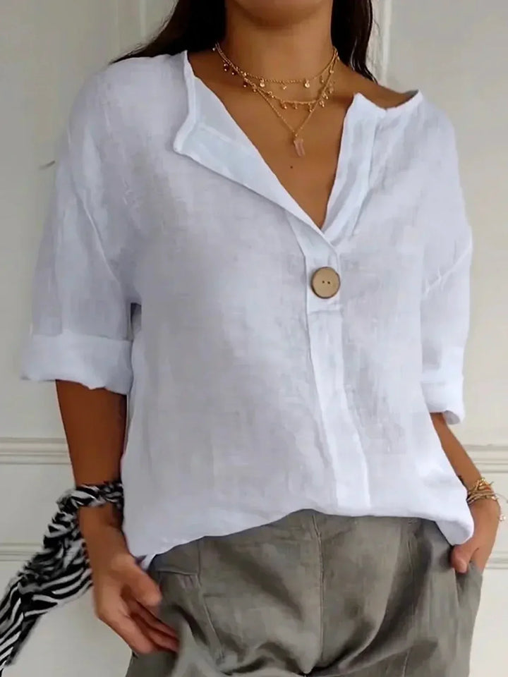 Quinley | Linen V-Neck Casual Blouse