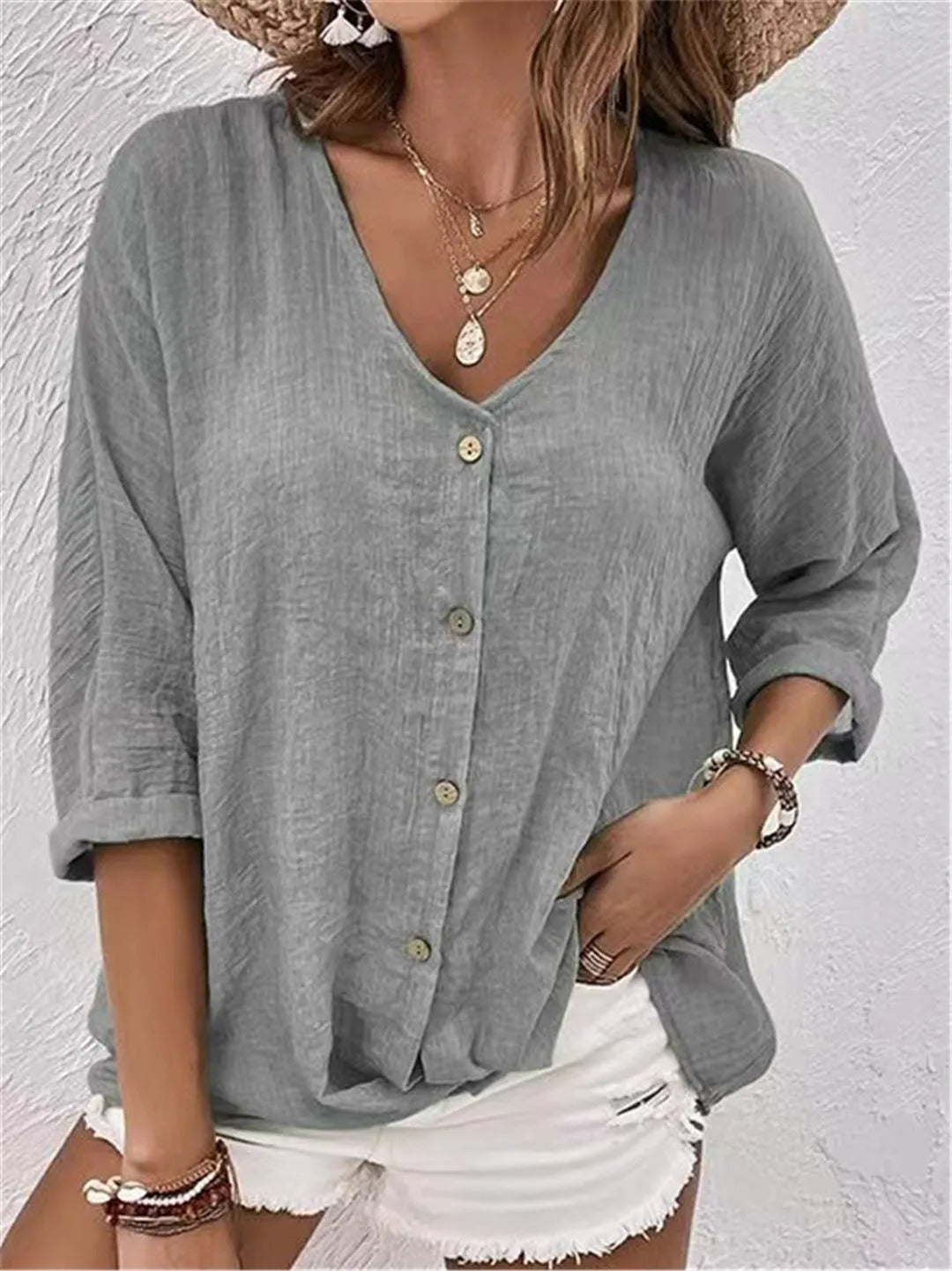 Milana™ Relaxed Button-Up Blouse