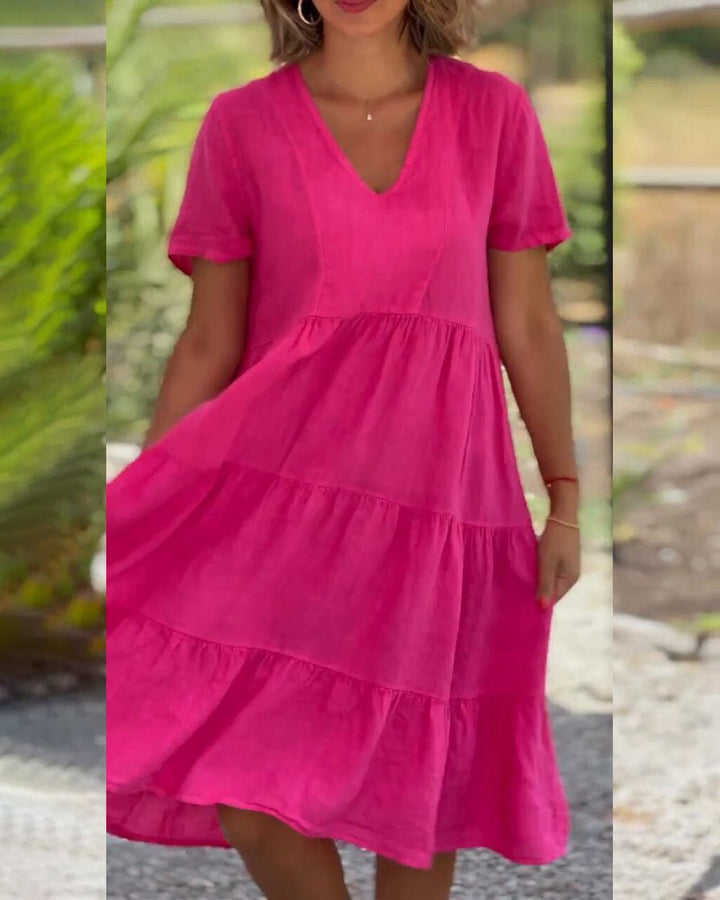 Zyla™ | Vibrant V-Neck Tiered Dress