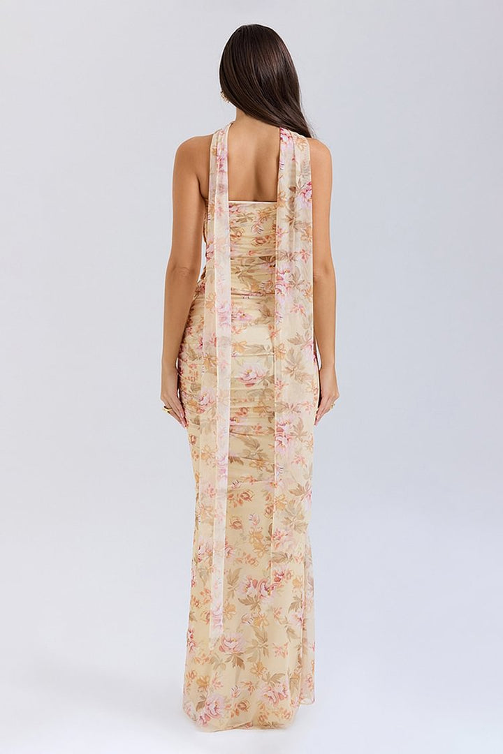 Aurora™ | Romantic Floral Draped Maxi Dress