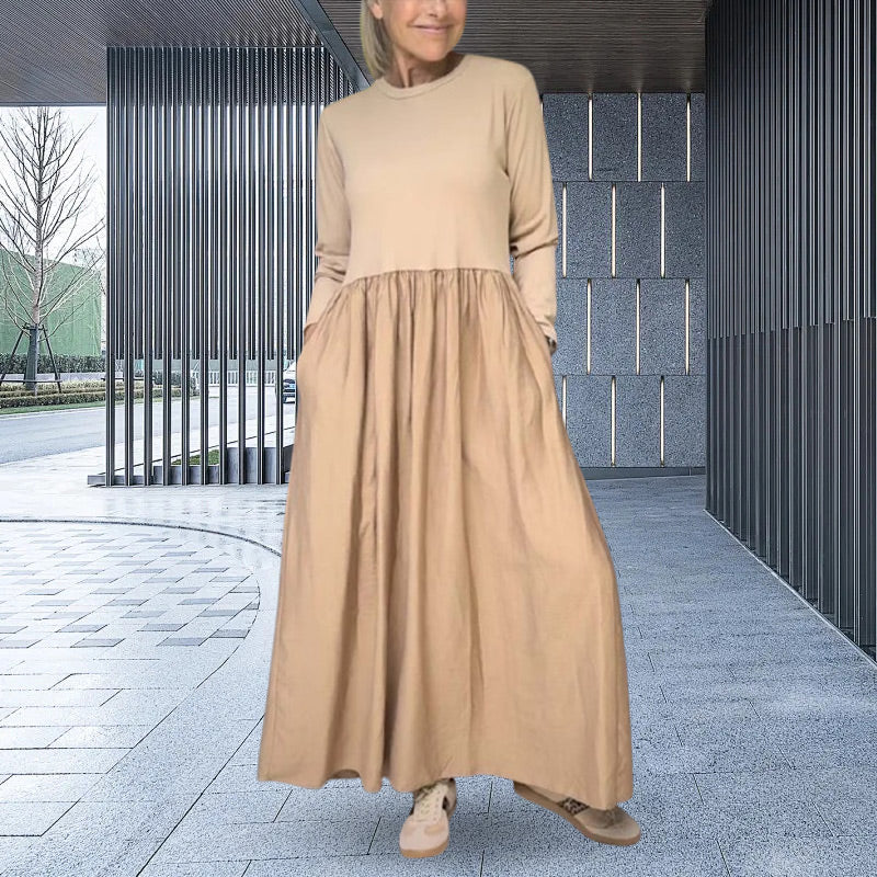 Evie | Long Sleeve Knitted Midi Dress with Pockets