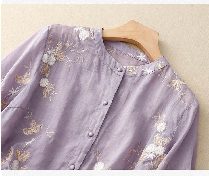 Elara™ - Vintage Cotton Embroidered Blouse